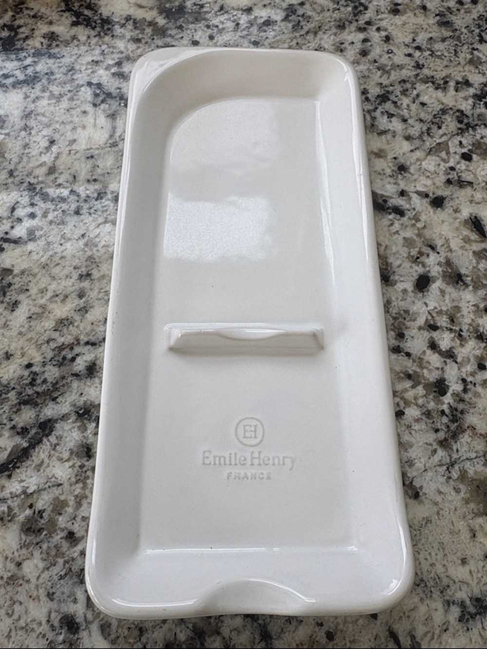 Emile Henry White Ceramic Spoon Rest